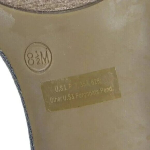 G By Guess Frayed  Denim Sandal Heel Chunky Cork Heel Open Toe Size 8.5 - Picture 12 of 16